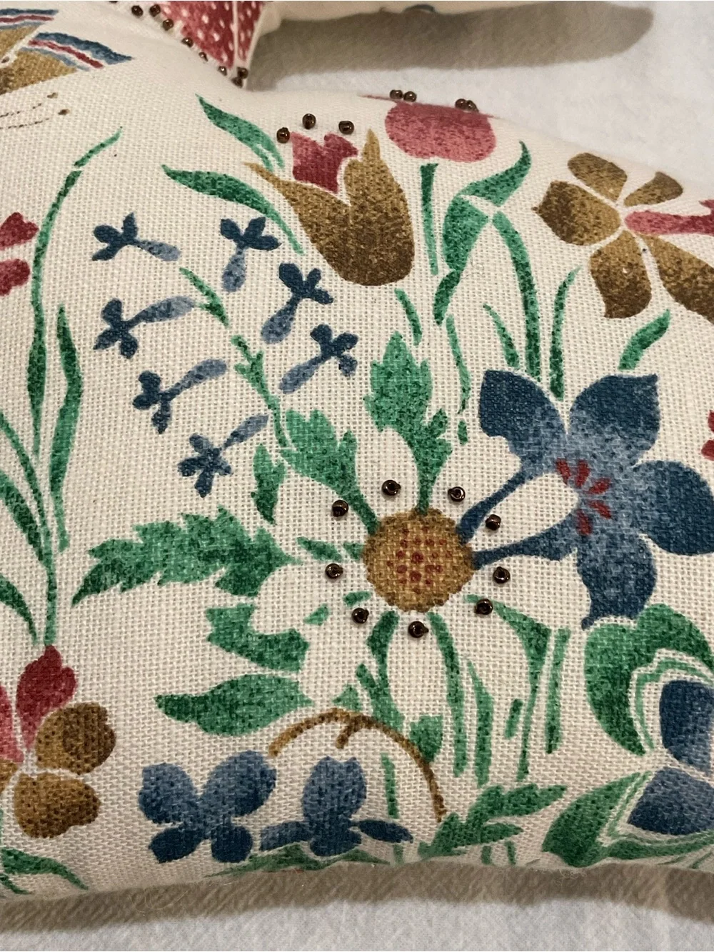 Folk Art Cat Rabbit Pillows Stuffed Bead Embellished Farmhouse Scandinavian Boho